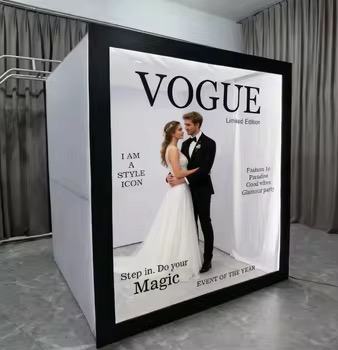 White Magazine Photo Booth Box with LED — Avion Luxe event rental