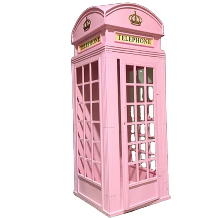 Pink Metal London Telephone Booth — Avion Luxe event rental