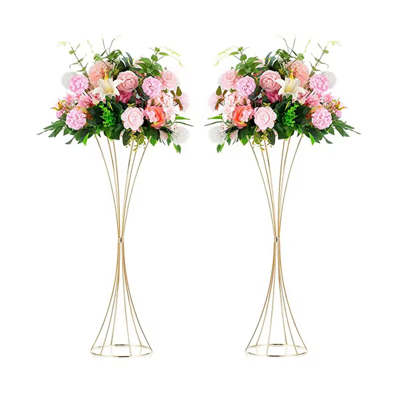 Modern Gold Metal Standing Flower Bouquet H80cm — Avion Luxe event rental