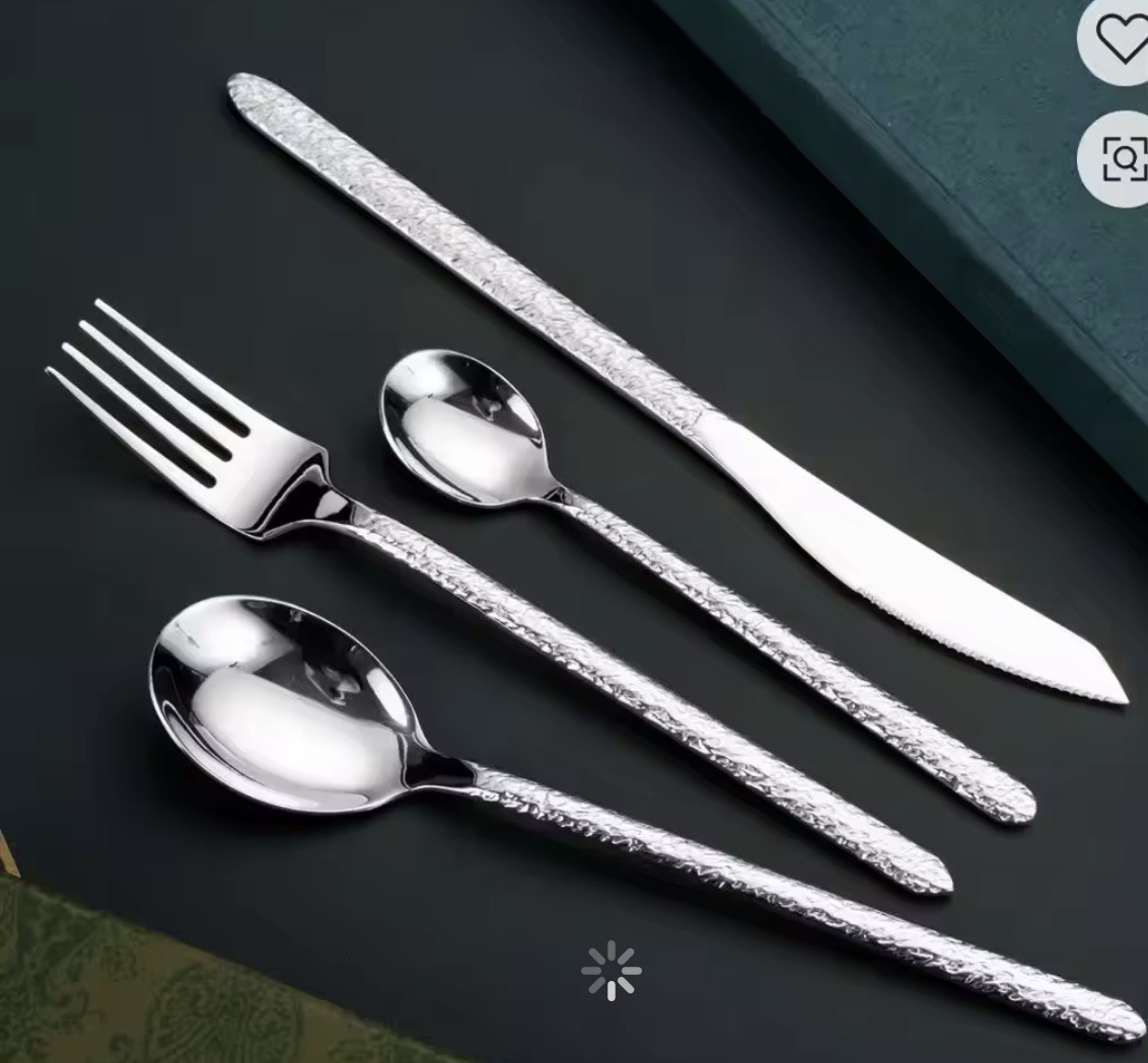 Hammered-Handle Silver Flatware Set — Avion Luxe event rental