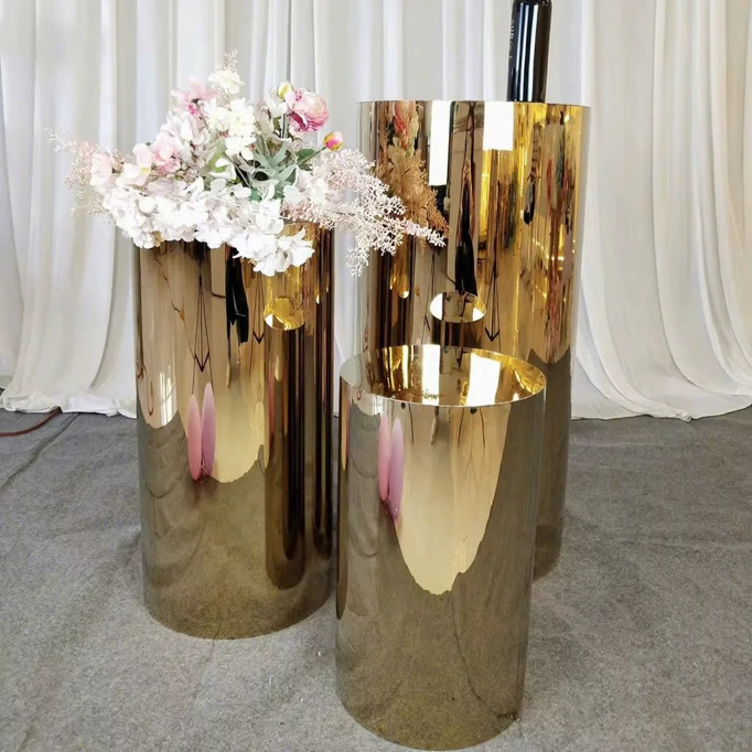Stainless Cylindrical Dessert Cake Stand — Avion Luxe event rental